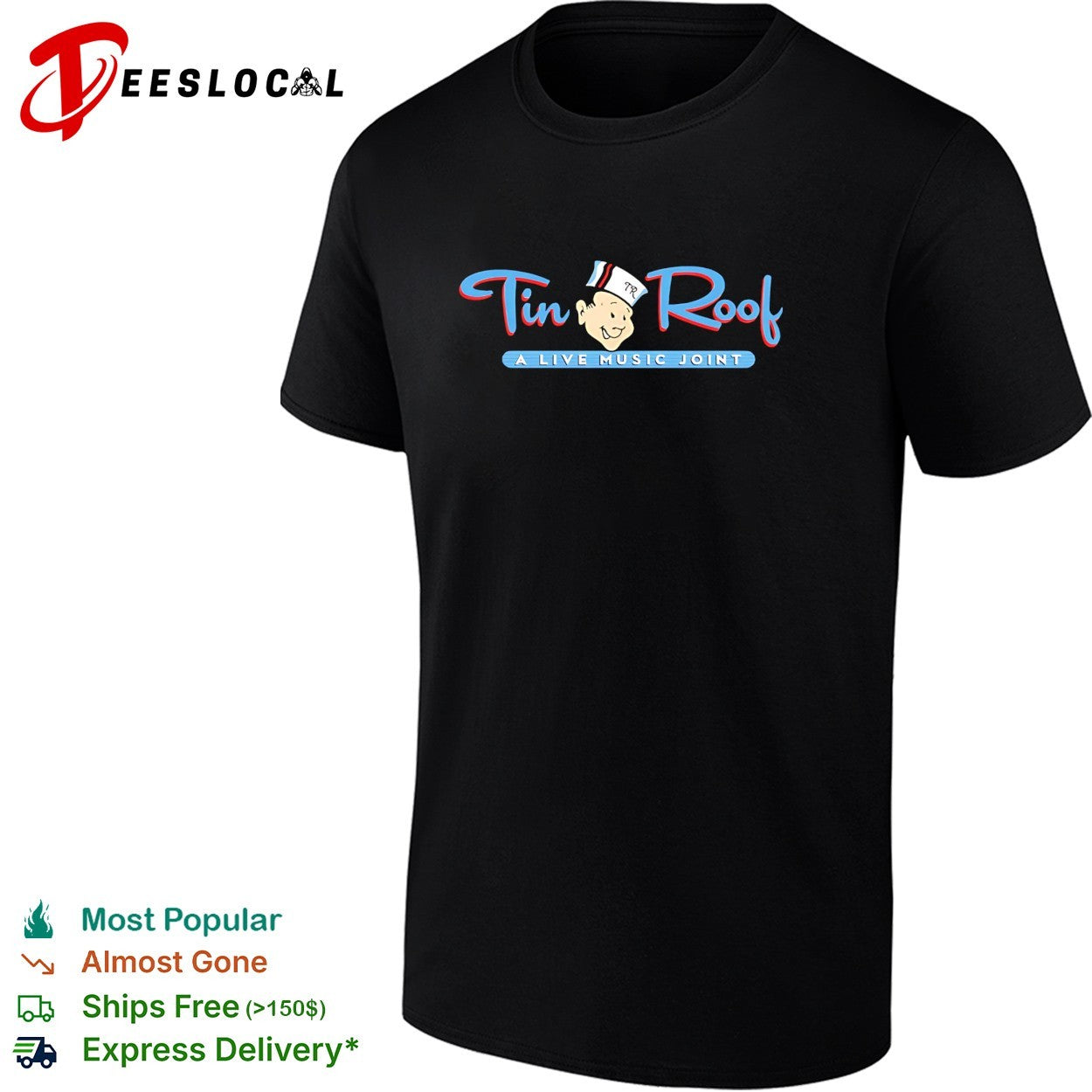 Tin Roof live music joint vintage logo bar shirt