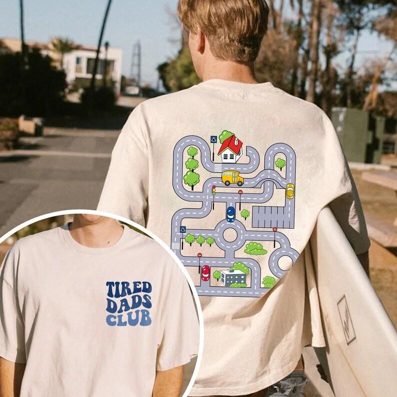 Tired Dads Club Shirt, Racing Shirt for Dad,Race On Dad's T-shirt,Mat Road On Dad Sweatshirt,Fathers Day Gift,Car Race Track Shirt,Playmat TShirt