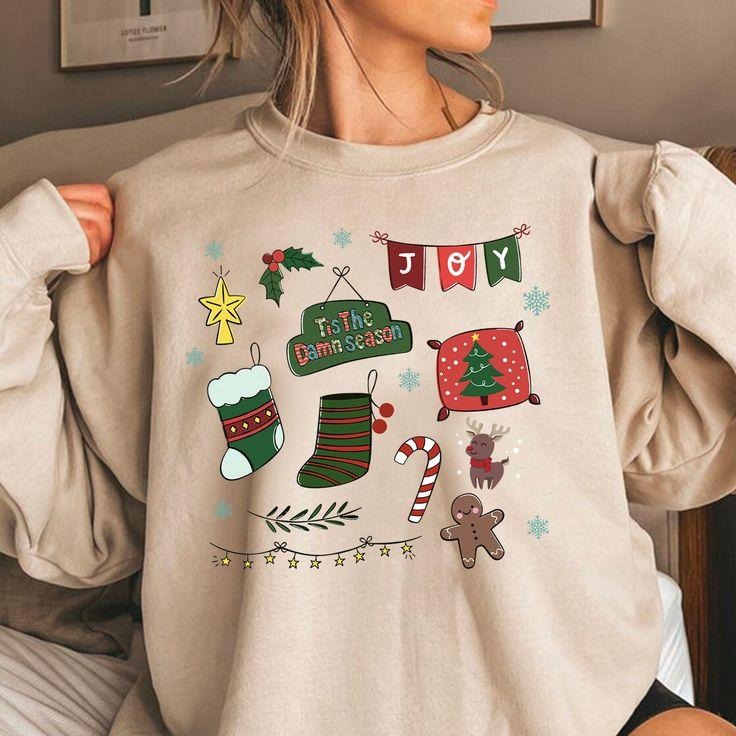 Tis The Damn Season Christmas Tree Sweatshirt, Merry Christmas Sweatshirt, Holiday Party Sweater, Christmas Tree Sweatshirt, Ugly Christmas Sweatshirt