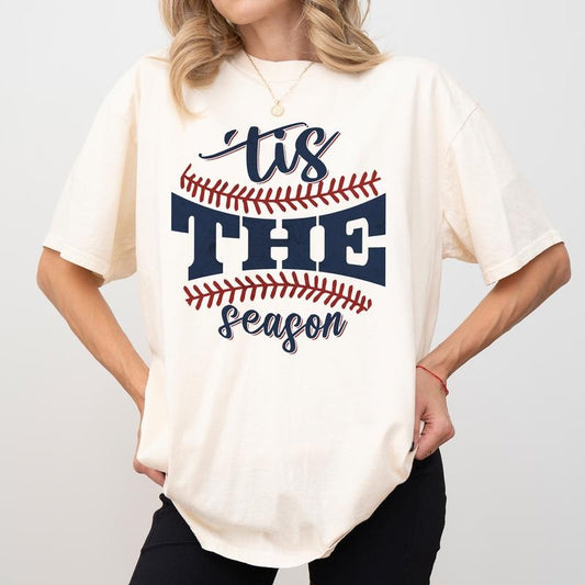 Tis The Season Baseball Comfort Colors Shirt, Baseball Mom T-shirt, Game Day Graphic Tee, Sport Mama Outfits, Gift For Sport Mom