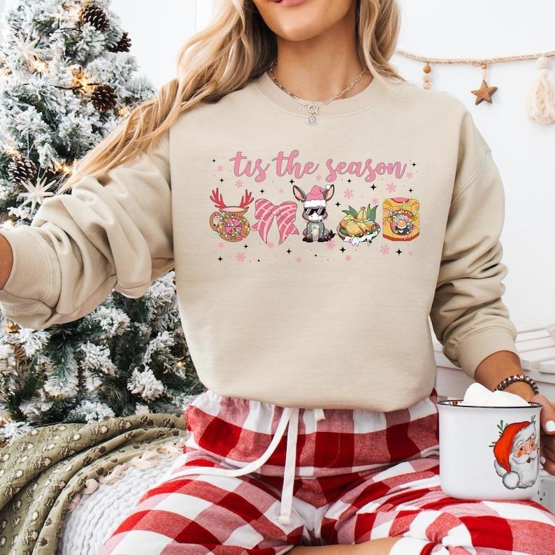 Tis The Season Christmas Mexican Shirt, Tuki Donkey T-shirt, Coquette Bow Xmas Tee, Feliz Navidad Sweatshirt, El Tamale Christmas Hoodie