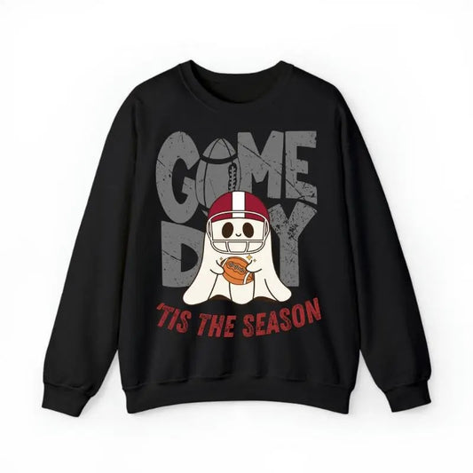 Tis The Season Ghost Football Sweatshirt, Vintage College Game Day All Teams Unisex Sweatshirt, Game Day Cute Ghost Sweatshirt, Cute Halloween Sweatshirt, Sport Sweater, Gameday Mom Shirt For Women For Men Tops Round Neck