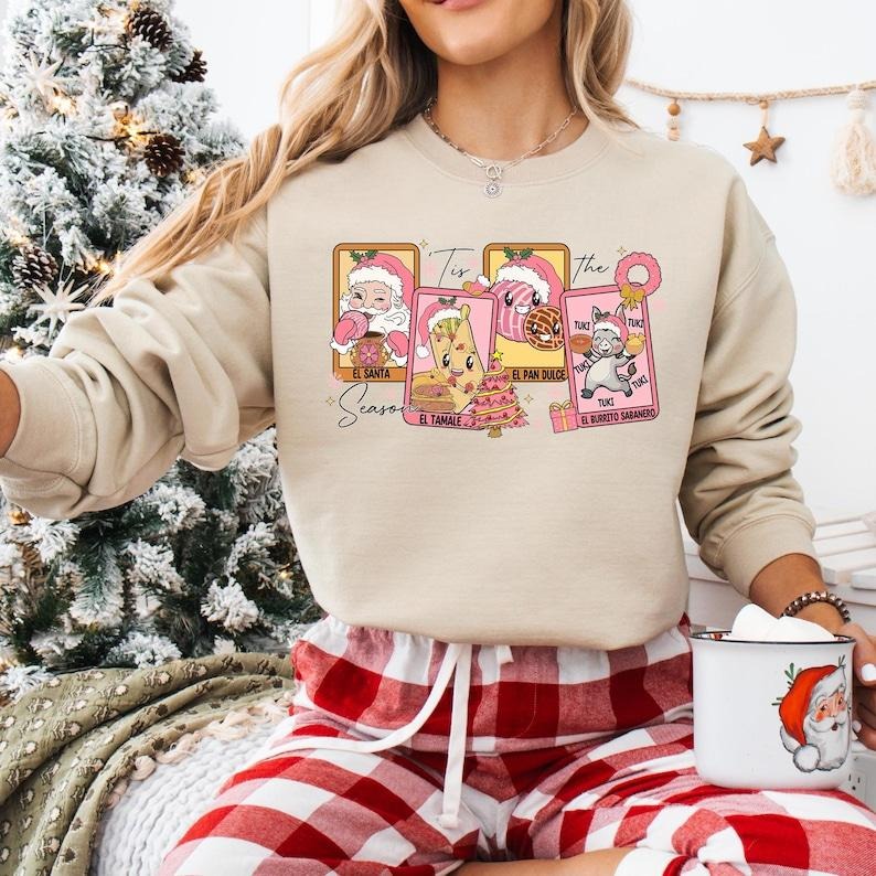 Tis The Season Mexican Christmas Sweatshirt, El Santa Christmas Shirt, Feliz Navidad T-shirt, Pan Dulce Xmas Tee, El Tamale Christmas Hoodie