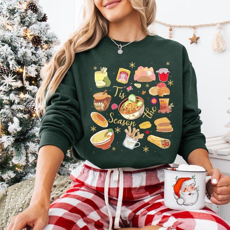 Tis The Season Mexican Christmas Sweatshirt, Pan Dulce Xmas T-shirt, Feliz Navidad Shirt, Cafecito Y Chisme Tee, El Tamale Christmas Hoodiestyle{n002}2