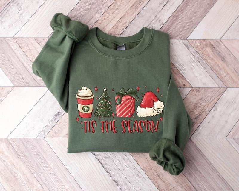 Tis The Season Sweatshirt,  Merry Christmas Shirt, Christmas Sweatshirt Cotton Menswear Hoodie | WearSparks.com