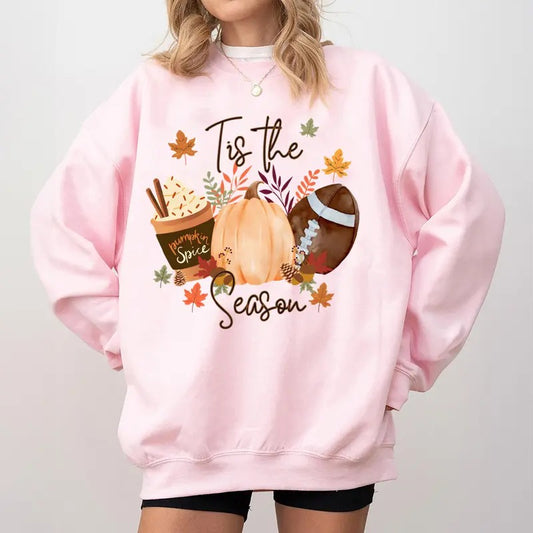Tis The Season Sweatshirt, Fall Pumpkin Shirt, Football Shirts For Women, Women Fall Tees, Fall Season Shirts, Cute...