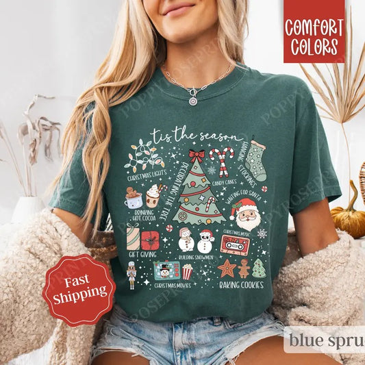 Tis the Season Collage Shirt, Tis the Season Tee, Women's Holiday Tshirt