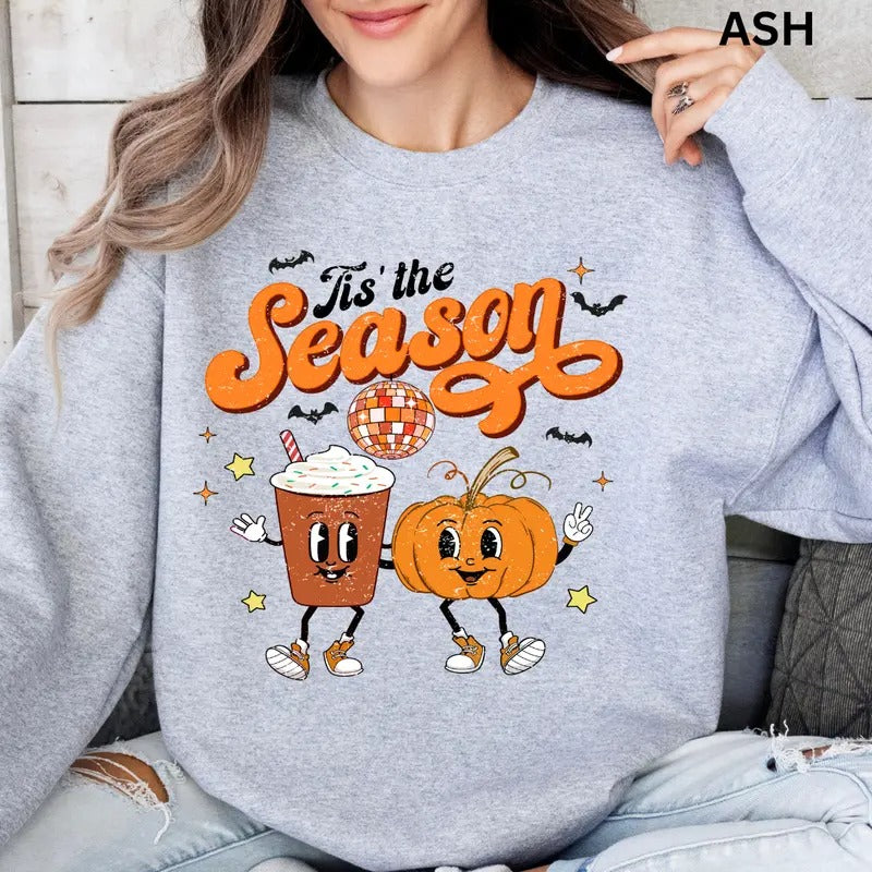 Tis the Season Halloween Sweatshirt #3 - Ghost Lace Bow Halloween Sweatshirt - Unisex Relaxed Fit Printed in USA Casual Comfort Cotton Top Athletic Boho Chic All Seasons