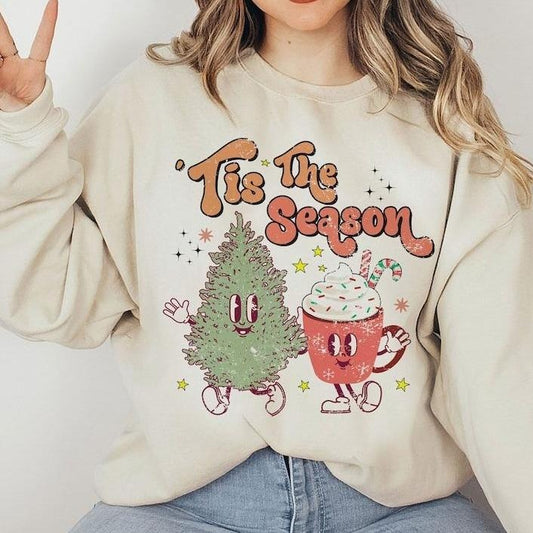 Tis the season Christmas Sweatshirt, cute chritmas Sweatshirt, Christmas Sweatshirt, holiday apparel, Holiday apparel,, Hoodie and Sweater; T-shirt Cotton Polyester