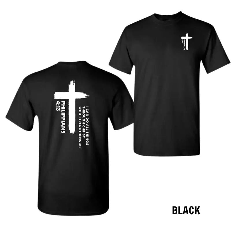 Title I Can Do All Things Through Christ Cross Print Pullover Hoodie Full Color, Philippians 413 Shirt, Jesus Sweatshirt,...