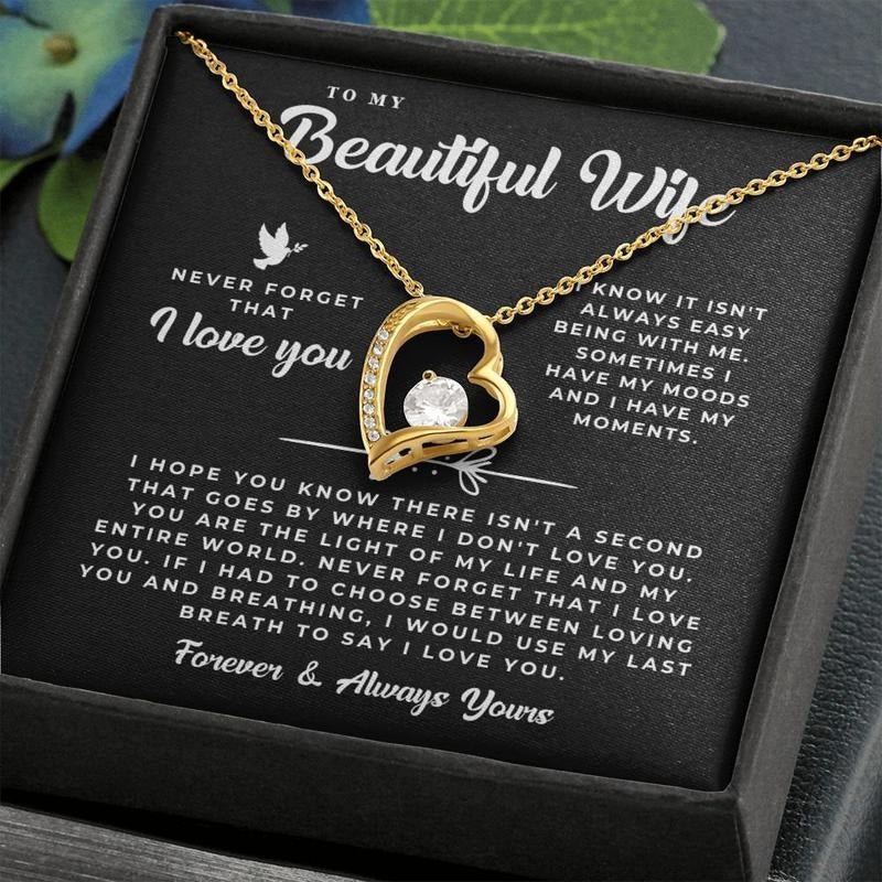 To My Beautiful Wife Necklace With I Love You Message Card, Birthday Gift For Wife, Gift For Wife, Thoughtful Gift For Wife, Love Necklace With Message Card, Gift For Wife Her, Necklace With Gift Box, Valentine Gifts, Jewelry Box, Gifts For Valentines Day
