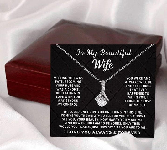 To My Beautiful Wife Necklace, Anniversary Gift, Wife Birthday Gift, Wife Gift From Husband, Sentimental Gift For Wife,...