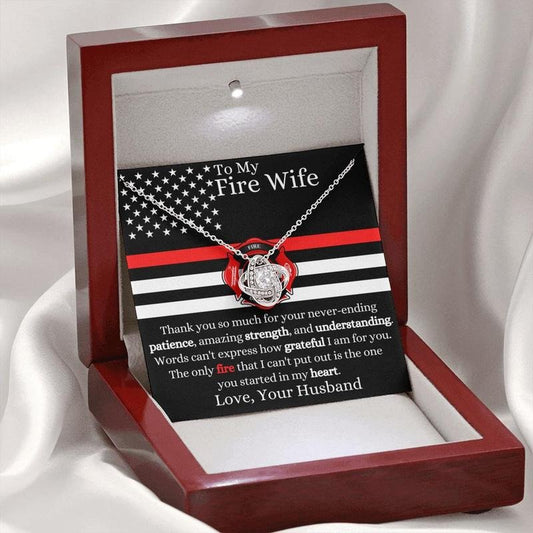 To My Fire Wife Necklace From Firefighter Husband, Fire Wife Gift From Fireman, Thin Red Line, Necklace For Firefighter Wife, Love Necklace With Message Card, Gift For Her, Necklace With Gift Box, Valentine Gifts, Jewelry Box
