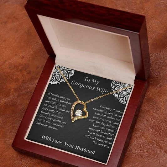 To My Gorgeous Wife Necklace, Valentine's Gift For Wife, Birthday, Her From Husband, Wife Necklace, Love Necklace With Message Card, Gift For Wife, Necklace With Gift Box, Valentine Gifts, Necklace Box, Gifts For Valentines Day