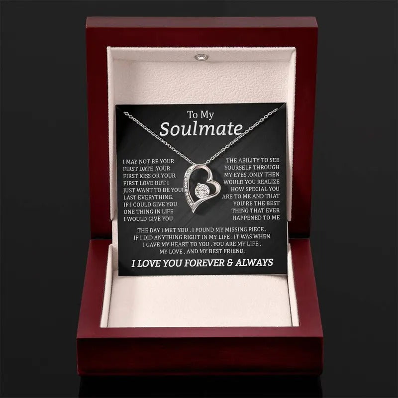 To My Soulmate Necklace, Valentines Gift For Her, Girlfriend Birthday Gift,  Her, Fiancee, Love Necklace With Message...
