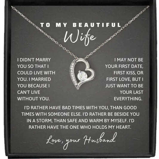 To My Wife Christmas Necklace, Christmas Gift To Wife, Forever Love Necklace, Necklace Gift From Husband, Heart Necklace,...