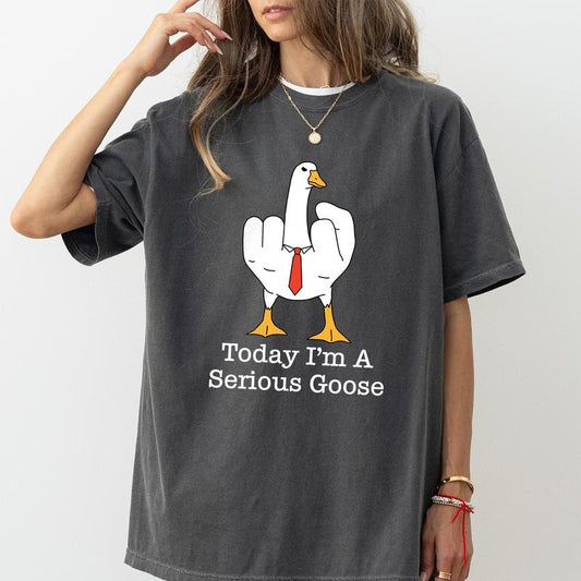 Today I'm A Serious Goose Shirt, Funny Silly Goose Graphic Tee Women, Silliest Goose Printed T-shirt, Meme Goose Bumps...