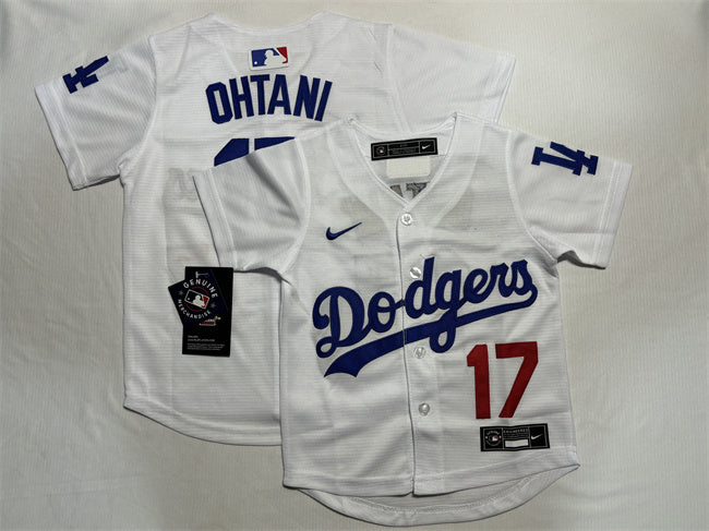Toddler Los Angeles Dodgers #17 Shohei Ohtani White Stitched Baseball Jersey