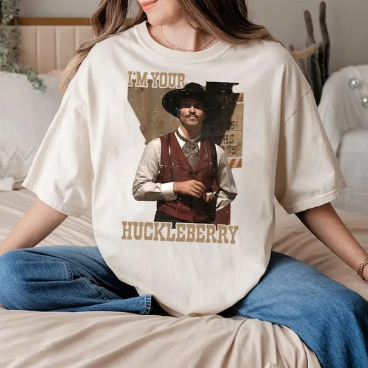 Tombstone Doc Holliday Cowboys Shirt, Val Kilmer Vintage Old Western Tshirt, Im Your Huckleberry Tee, Tops Menswear Cotton