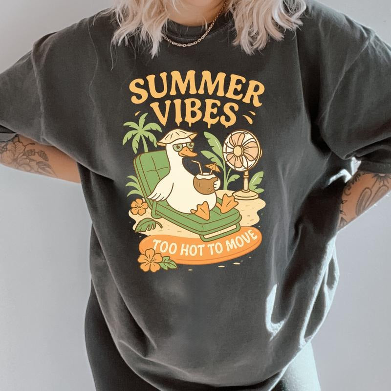 Too Hot To Move Shirt ~ Unisex Apparel Relaxed Fit Printed In The USA Clothing Womenswear Casual Comfort Cotton Top Athletic Boho Chic