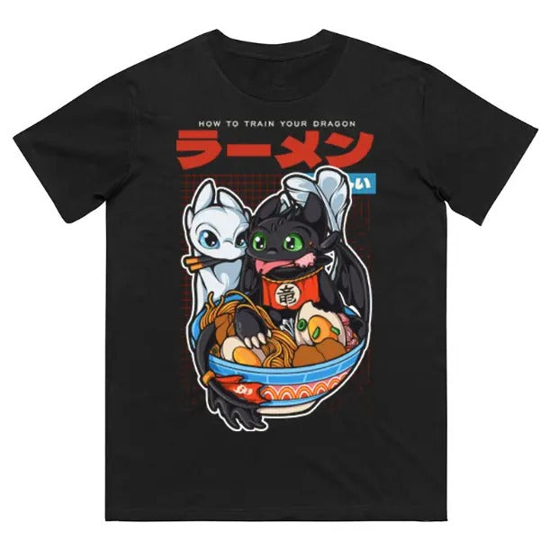 Toothless Ramen T-Shirt, Animated Shirt, Graphic Tee, Y2k, Unisex T-Shirt, Gift For Men Women Womenswear Menswear Top Streetwear