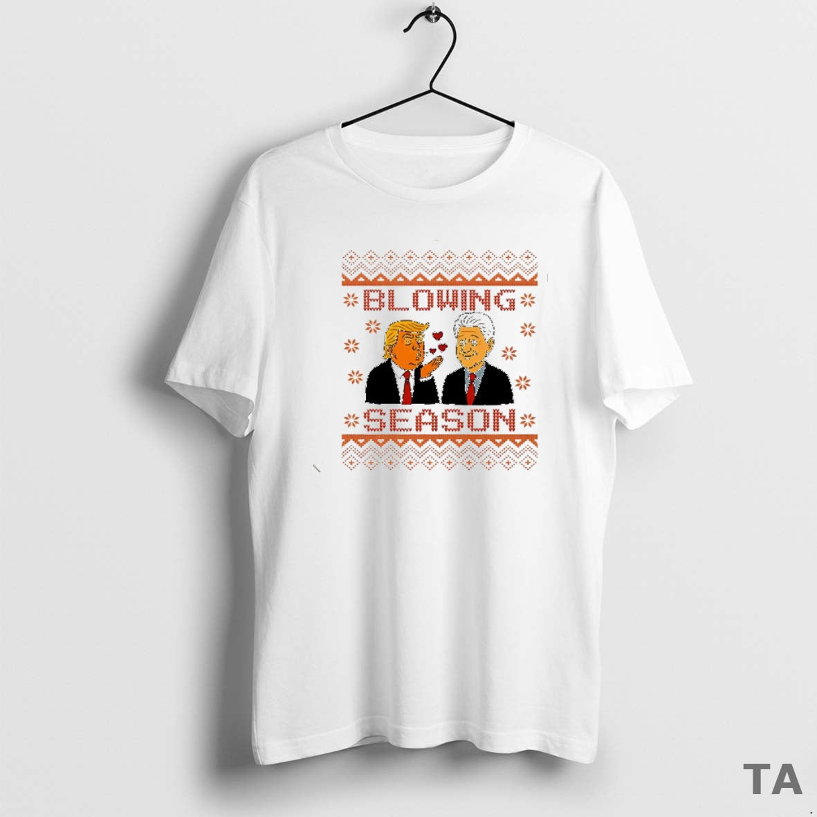 Top Blowing Season Trump Clinton Ugly Christmas T Shirt Sweater