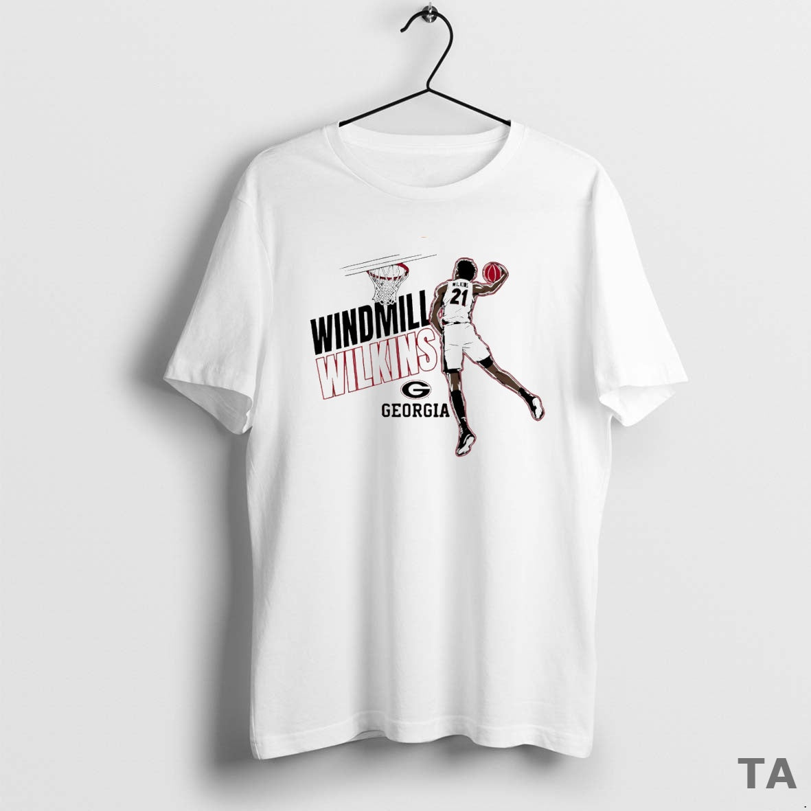 Top Georgia Bulldogs Basketball Windmill Jake Wilkins Circle T Shirt Sweater