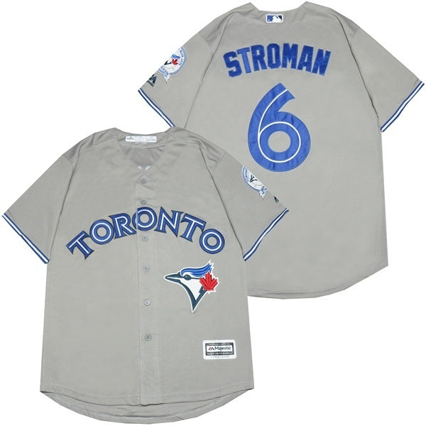 Toronto Blue Jays #6 Marcus Stroman Blue Jays 6 Gray Fan