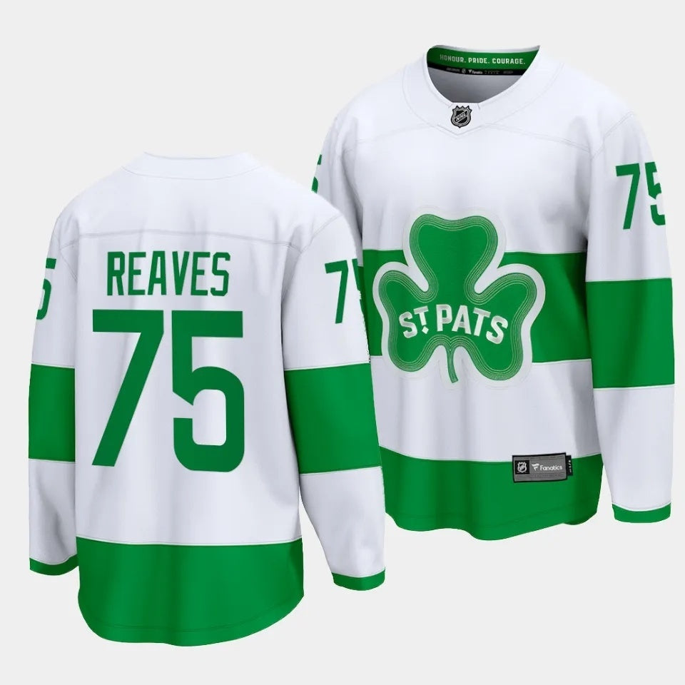 Toronto Maple Leafs #75 Ryan Reaves 2024 St. Patricks Alternate White Jersey