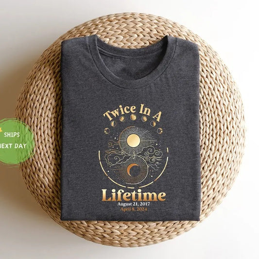Total Solar Eclipse Twice In A Lifetime 2017 2024 Shirt, April 8 2024, USA Map, Path of Totality Tee, Spring America Eclipse Souvenir Gift