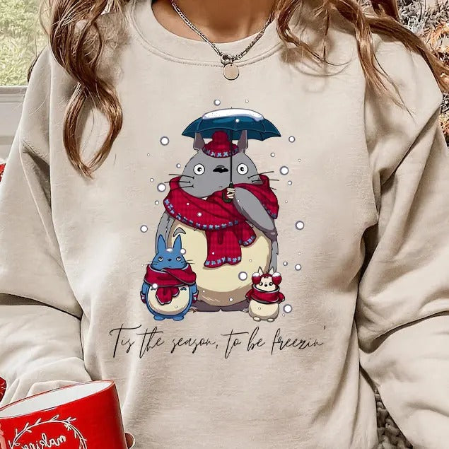 Totoro Christmas Sweatshirt, Totoro Sweatshirt, Studio Ghibli Shirt, Spirited Away, Miyazaki Hayao, Studio Ghibli Fans, Anime Christmas Sweatshirt