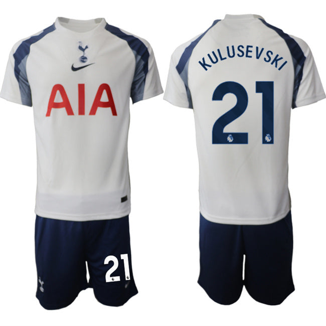 Tottenham Hotspur #21 Dejan Kulusevski 2025 26 White Home Soccer Jersey Suit