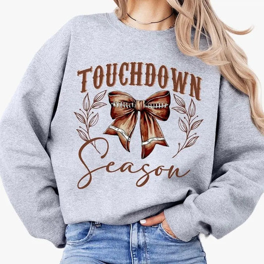 Touchdown Season Coquette Shirt, Coquette Football Sweatshirt, Football Mom Shirt, Football Mama, Fall Coquette Bow T-Shirt, Fall Football Shirt, Retro Football Bow, Game Day Shirt, Football Women Top
