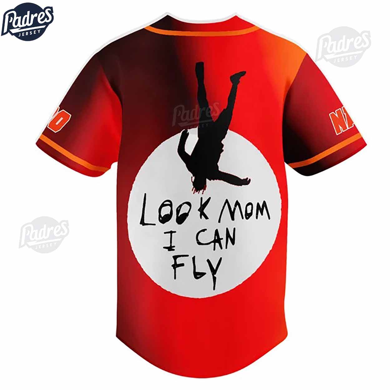 Travis Scott Look Mom I Can Fly Custom Baseball Jersey - Padres Jersey Oasis: Elevate Your Baseball Style Game... (Image 3)