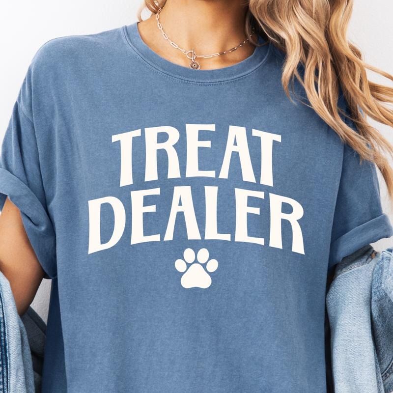 Treat Dealer Dog Shirt ~ Unisex Apparel Relaxed Fit Printed In The USA Clothing Womenswear Casual Comfort Cotton Top Athletic Boho Chic