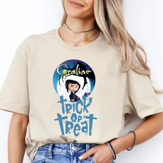 Treat or Trick Halloween Coraline Sweatshirt, Funny circus Corr.aa.lineee sweatshirt,  Spooky movie Hoodie, Doll TShirt, Movie Retro Horror Sweatshirt, Halloween Gift Tshirt, Graphic Hoodie