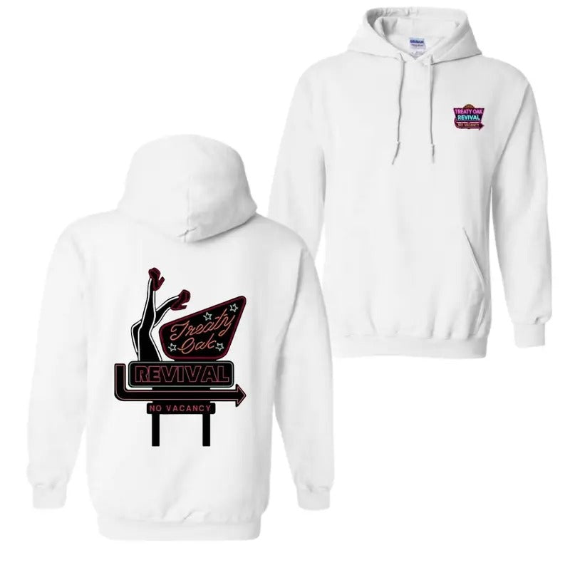 Treaty Oak Revival No Vacancy Hoodie - Bold Neon Sign Design Featuring Retro-Inspired Graphic,  Fabric Menswear Fabric Menswear Fabric Menswear