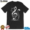 Treble Clef Music Note Cat Artistic Line Art T Shirt