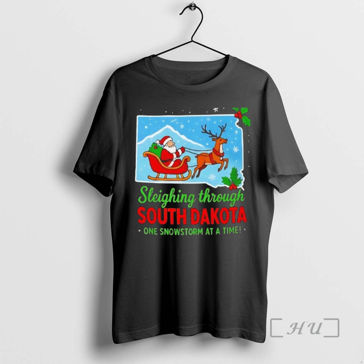 Trending Sleighing Through South Dakota One Snowstorm At A Time Black Premium T Shirts Sweater