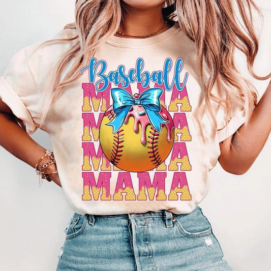 Trendy Baseball Mom Shirt, Dripping Ice Cream tshirt, Sporty Aesthetic Tee, shirt for women
