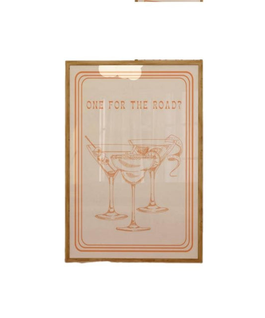 Trendy Wall Art Print, Orange Retro Poster, One For The Road Bar Cart, Modern Illustration Poster, At Home Decor Art, Poster Prints No Frame, Gifts For Friends Bedroom Wall Decor, Vintage Poster Art, Gifts For Birthday Christmas Landscape Ornaments