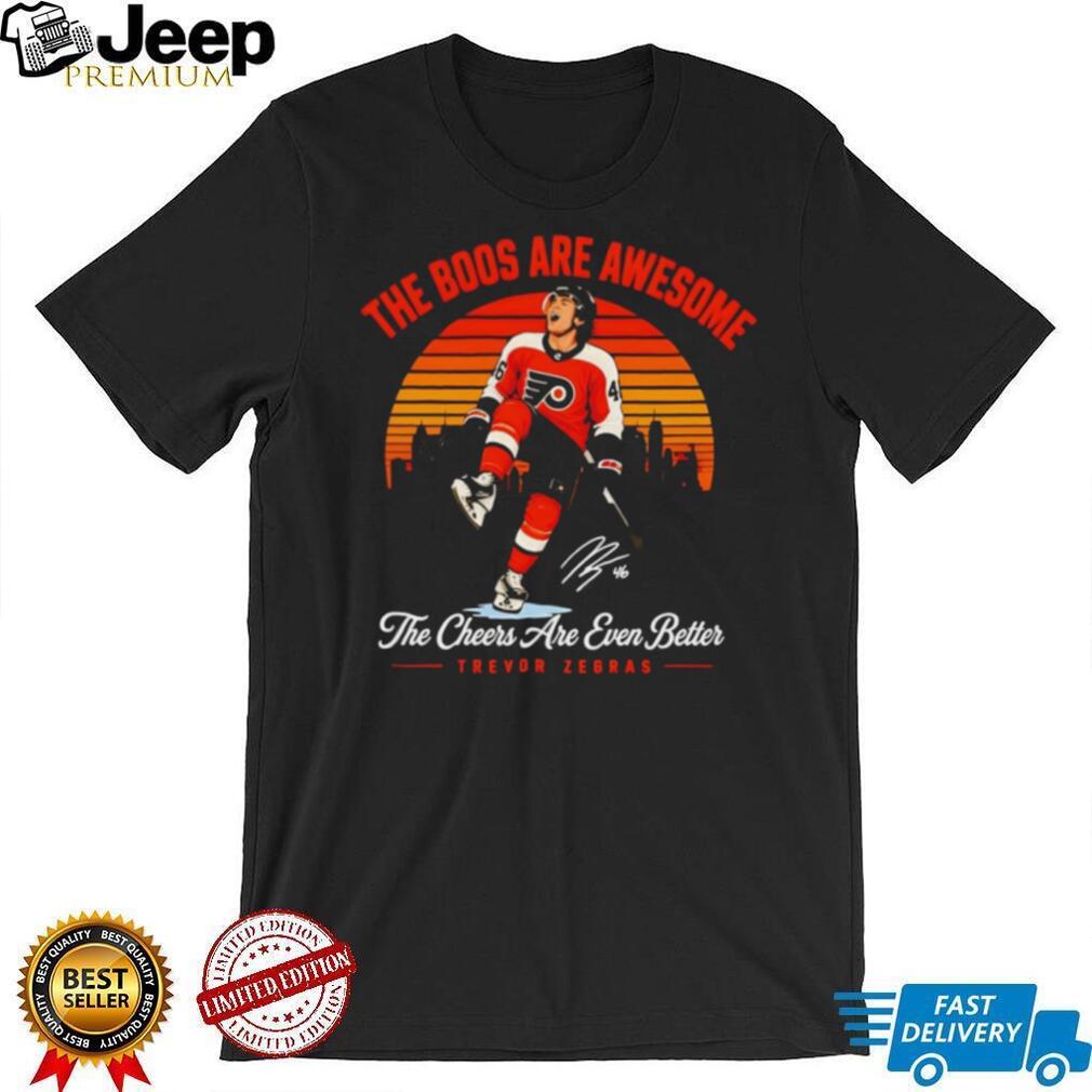 Trevor Zegras Anaheim Ducks The Boos Are Awesome Retro Sunset Fan T Shirt