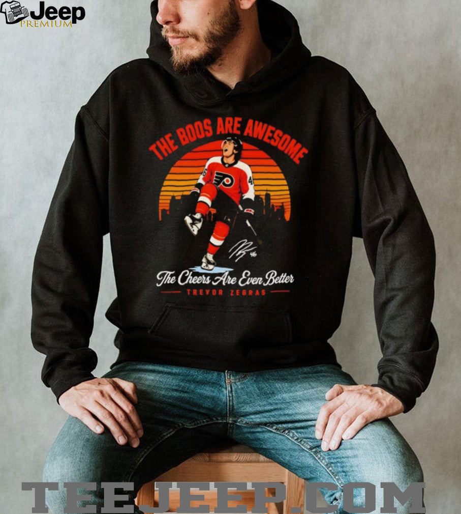 Trevor Zegras Anaheim Ducks The Boos Are Awesome Retro Sunset Fan T Shirt