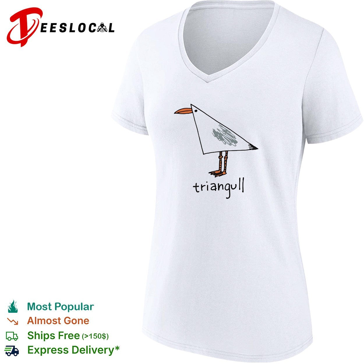Triangull triangle seagull bird pun shirt