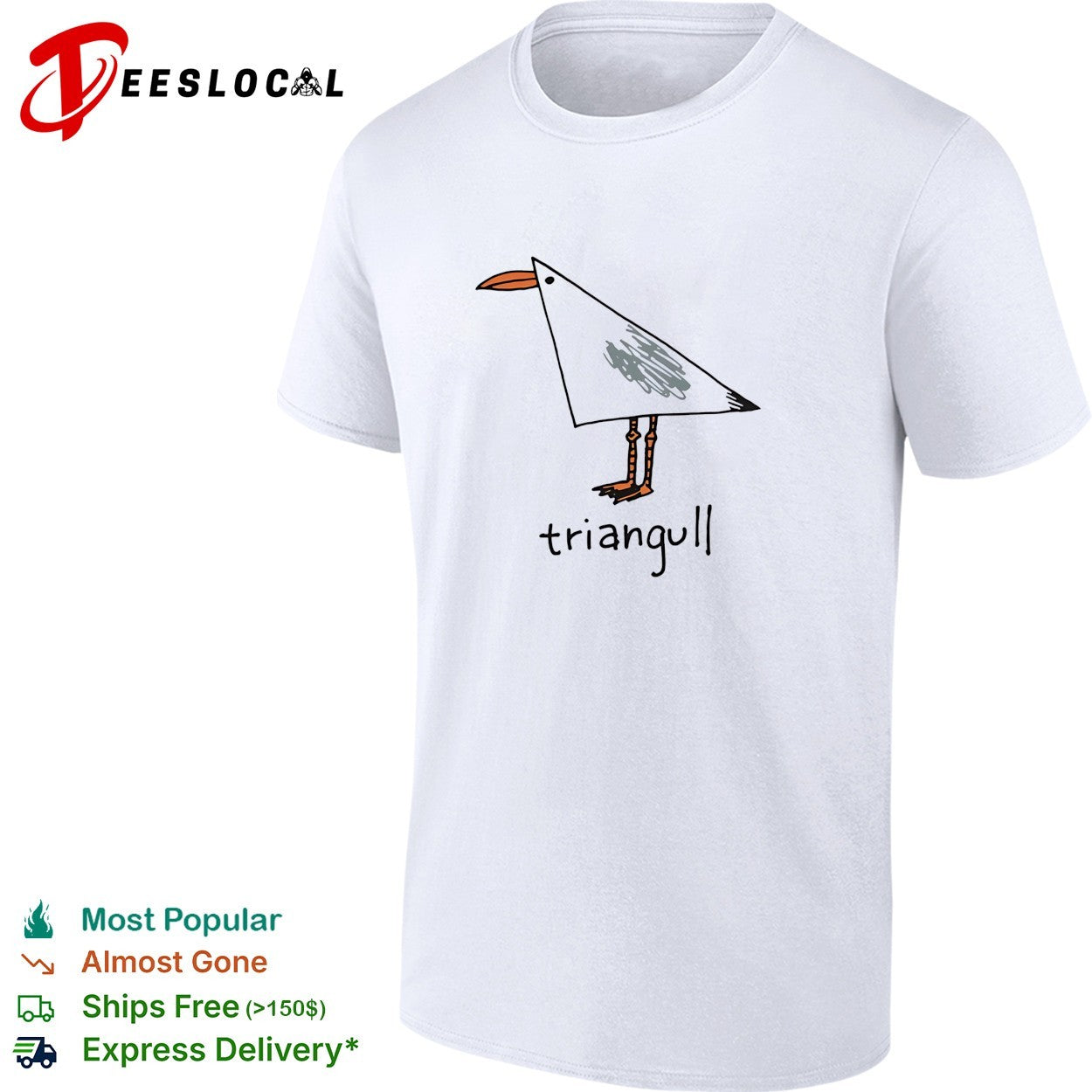 Triangull triangle seagull bird pun shirt