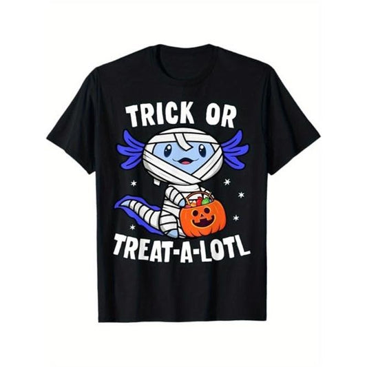 Trick or Treat A Lotl Axolotl Mummy Boys Girls Halloween T-Shirt,Gift for Men Dad Mom Friends Made in USA