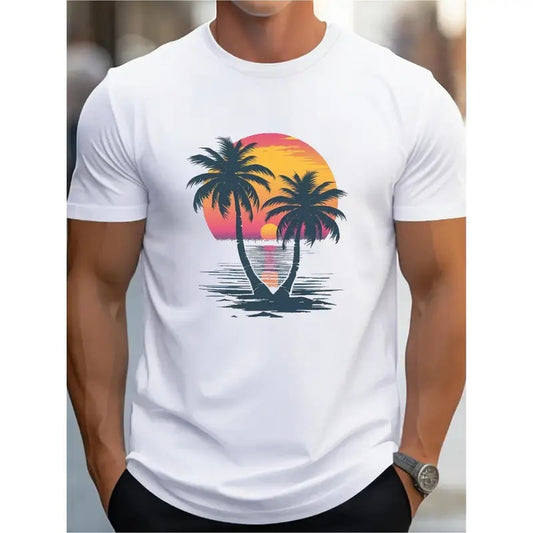 Tropical Sunset Palms G500 cotton MEN'S T-shirt comfortable edition Made in USA
