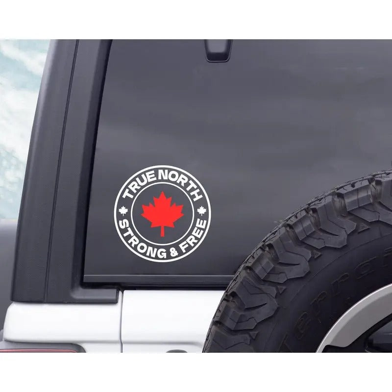 True North, Strong & Free Canadian Car, Maple Leaf Sticker, Elbows Up Sticker, Canadian Pride Vinyl Sticker, Buy Canadian...