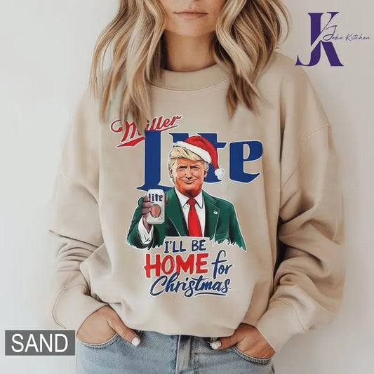 Trummp Beer Santa I'll Be Home For Christmas Shirt, Trummp 2025 Cotton Crew Neck For Men And Women Full Size And Color...