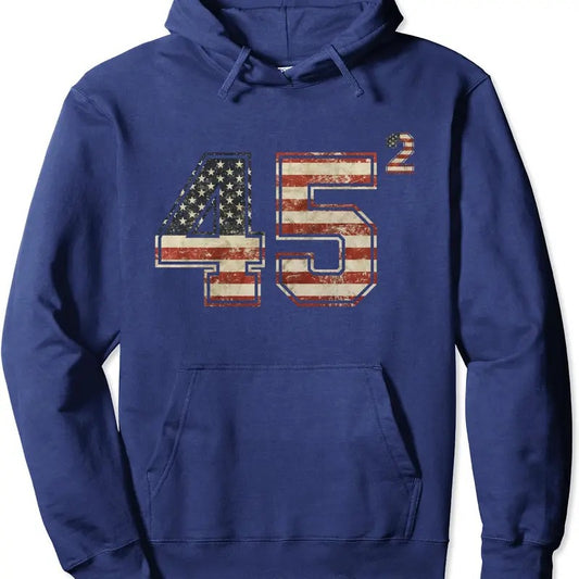 Trump 2024 45 Squared Second Term Presidential Supporter Hoodie | Unisex Hooded Sweatshirt